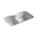 KOHLER K-6626-6U Langlade 33" x 22" x 9-5/8" Smart Divide undermount double-equal kitchen sink with 6 oversize faucet holes