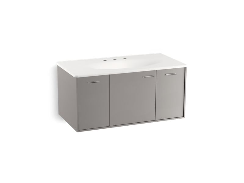 KOHLER K-99561-1WT Jute 42" wall-hung bathroom vanity cabinet with 1 door and 2 drawers