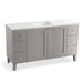 KOHLER K-99536-LG-1WT Poplin 60" bathroom vanity cabinet with legs, 2 doors and 6 drawers