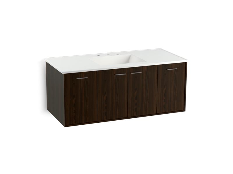 KOHLER K-99544-SD-1WJ Jute 48" wall-hung bathroom vanity cabinet with 2 doors and 2 drawers, split top drawer
