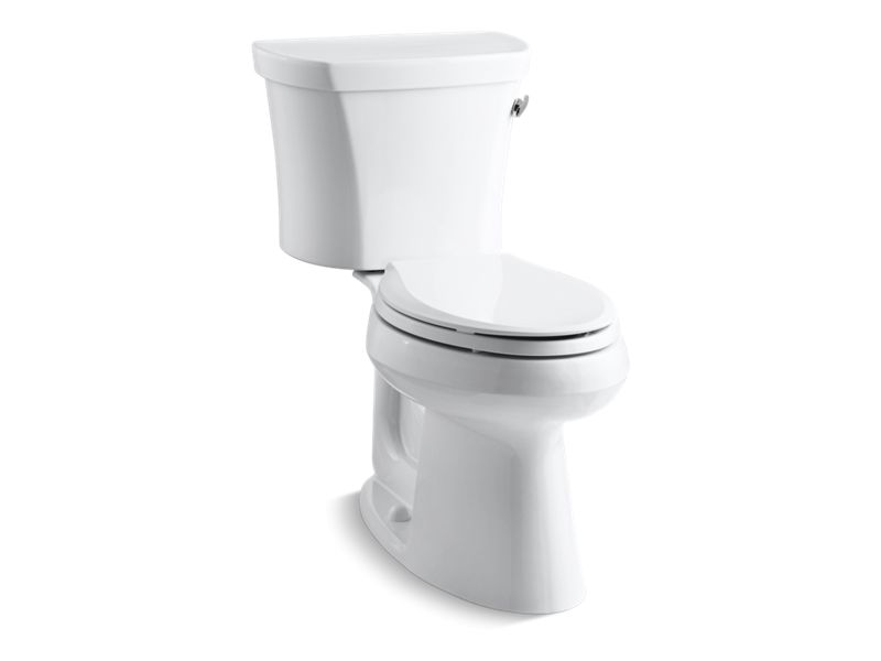 KOHLER 3949-RZ-0 Highline Comfort Height Two-Piece Elongated 1.28 Gpf Chair Height Toilet With Right-Hand Trip Lever, Tank Cover Locks, Insulated Tank And 14" Rough-In in White