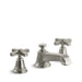 KOHLER 13132-3B-BN Pinstripe Widespread Bathroom Sink Faucet With Cross Handles in Vibrant Brushed Nickel