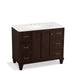 KOHLER K-99563-LG-1WB Damask 42" bathroom vanity cabinet with furniture legs, 1 door and 6 drawers