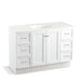 KOHLER K-99522-TKSD-1WA Damask 48" bathroom vanity cabinet with toe kick, 2 doors and 6 drawers, split top drawers