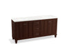 KOHLER K-99525-LGSD-1WG Damask 72" bathroom vanity cabinet with furniture legs, 4 doors and 3 drawers, split top drawer