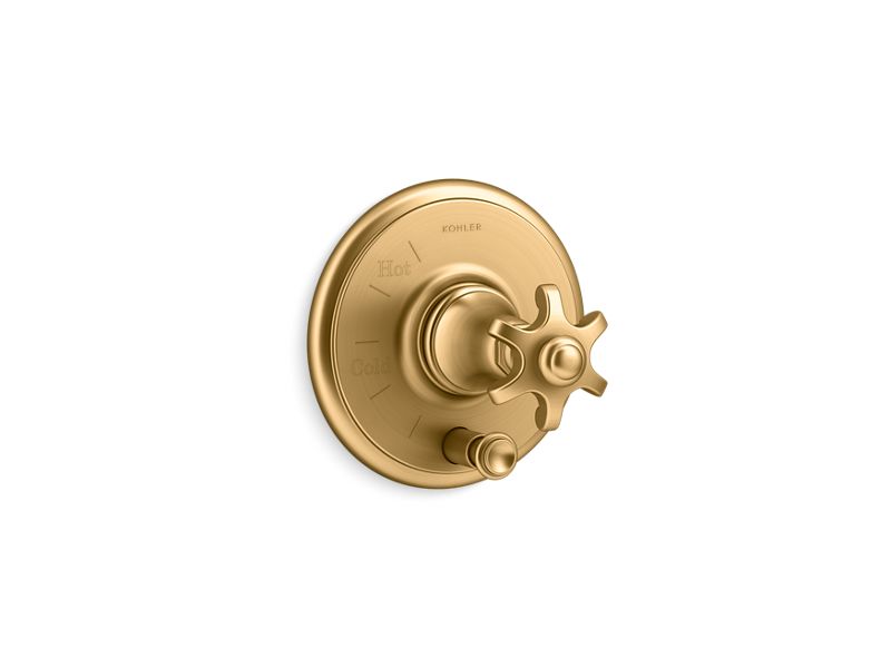 KOHLER K-T72768-3M Artifacts Rite-Temp pressure-balancing valve trim with push-button diverter and prong handle
