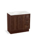 KOHLER K-99520-TKR-1WE Damask 36" bathroom vanity cabinet with toe kick, 1 door and 3 drawers on right
