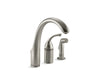 KOHLER 10430-BN Fort?? 3-Hole Remote Valve Kitchen Sink Faucet With 9" Spout With Matching Finish Sidespray in Vibrant Brushed Nickel