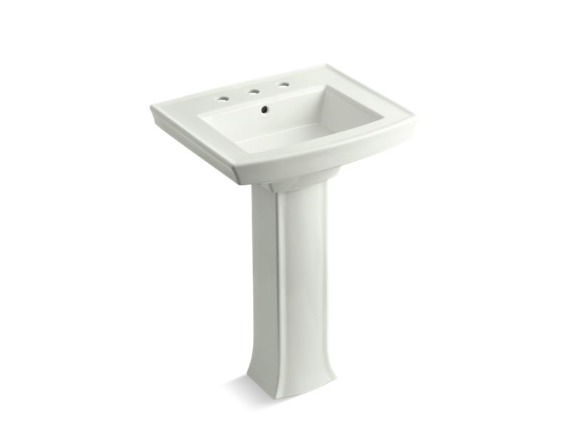 KOHLER 2359-8 Archer Pedestal bathroom sink with 8" widespread faucet holes