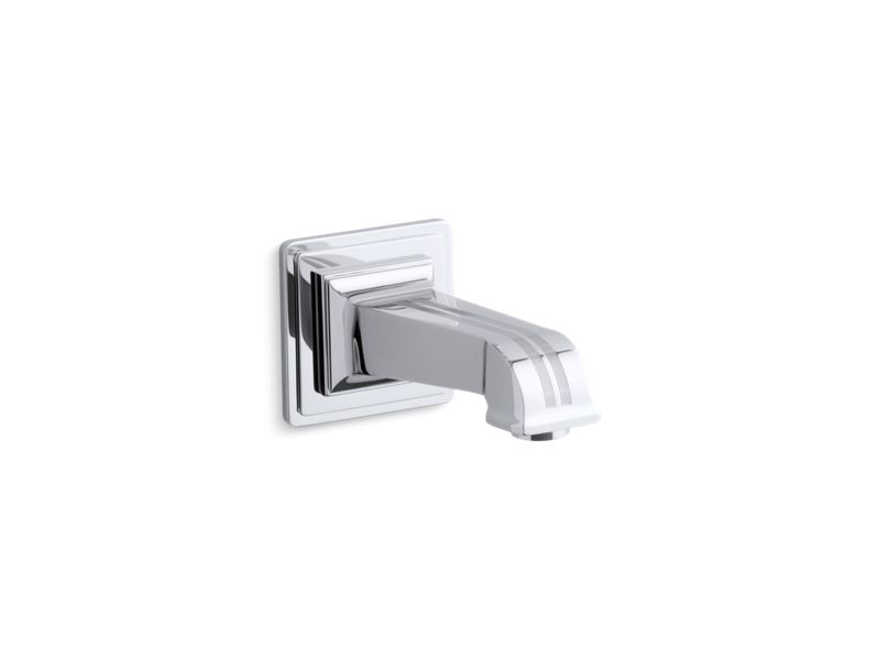 KOHLER 13139-B-CP Pinstripe Wall-Mount 6-7/8" Non-Diverter Bath Spout in Polished Chrome
