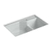 KOHLER K-6411-1 Indio 33" x 21-1/8" x 9-3/4" Smart Divide undermount large/small double-bowl workstation kitchen sink...