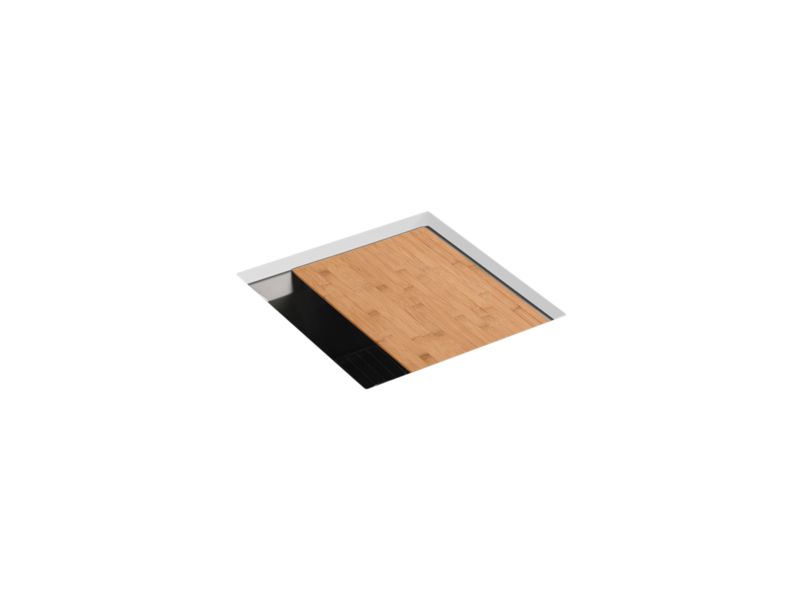 KOHLER 3161-NA Poise 18" X 18" X 9-1/2" Undermount Bar Sink With Rack And Cutting Board