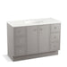 KOHLER K-99509-TKSD-1WT Jacquard 48" bathroom vanity cabinet with toe kick, 2 doors and 6 drawers, split top drawers