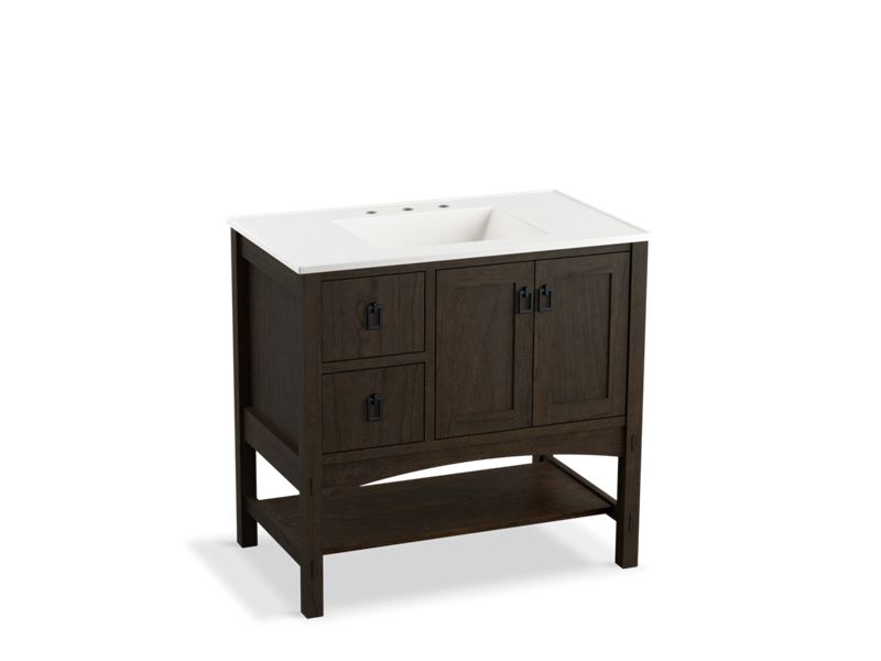 KOHLER K-99556-L-1WC Marabou 36" bathroom vanity cabinet with 2 doors and 2 drawers on left