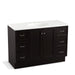 KOHLER K-99522-TKSD-1WU Damask 48" bathroom vanity cabinet with toe kick, 2 doors and 6 drawers, split top drawers