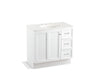 KOHLER K-99520-TKR-1WA Damask 36" bathroom vanity cabinet with toe kick, 1 door and 3 drawers on right