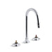 KOHLER 7303-KE-CP Triton Widespread Commercial Bathroom Sink Faucet With Gooseneck Spout With Vandal-Resistant Aerator And Rigid Connections, Requires Handles, Drain Not Included in Polished Chrome