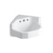 KOHLER K-2766-EH-0 Marston 16" x 16" corner wall-mount/shelf-back bathroom sink