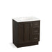 KOHLER K-99517-TKR-1WC Damask 30" bathroom vanity cabinet with toe kick, 1 door and 3 drawers on right