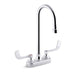 KOHLER K-400T70-5AKL Triton Bowe 1.0 gpm centerset bathroom sink faucet with laminar flow, gooseneck spout and wristblade handles, drain not included