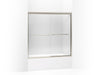 KOHLER 702200-L-MX Fluence Sliding Bath Door, 58-5/16" H X 56-5/8 - 59-5/8" W, With 1/4" Thick Crystal Clear Glass in Matte Nickel