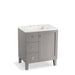 KOHLER K-99530-LGL-1WT Poplin 30" bathroom vanity cabinet with legs, 1 door and 3 drawers on left