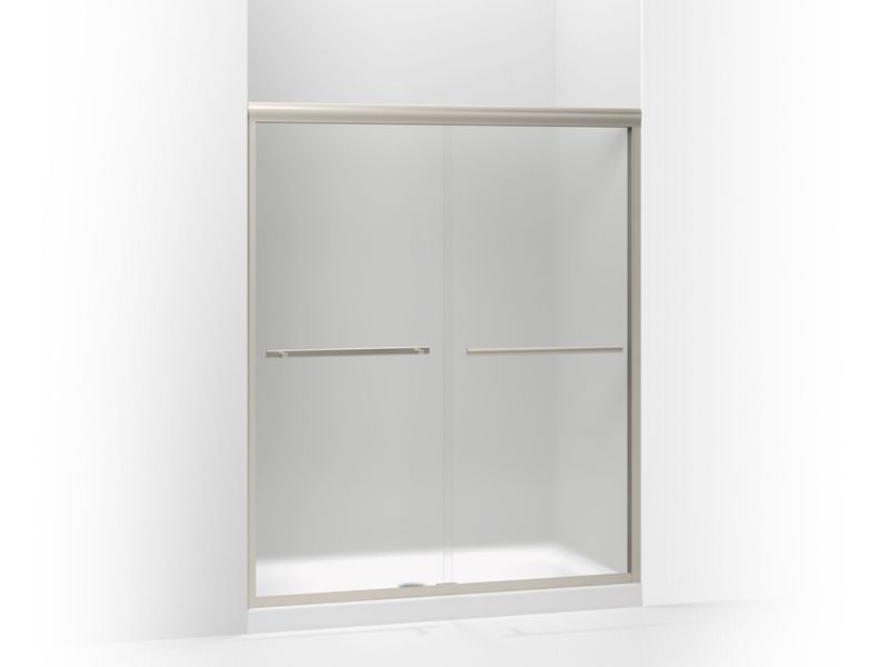 KOHLER 709064-D3-MX Gradient Sliding Shower Door, 70-1/16" H X 59-5/8" W, With 1/4" Thick Frosted Glass in Matte Nickel