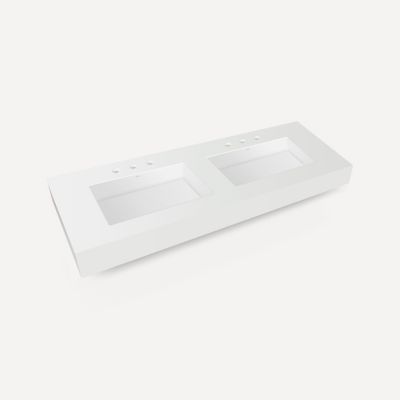 Robern TA60MDO102 Engineered Stone Top Integrated Basin Vanity Top, 60" x 6" x 23", Double Integrated Sink, Three Hole,...