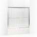 KOHLER 702202-G54-SHP Fluence Sliding Bath Door, 55-3/4" H X 54 - 57" W, With 1/4" Thick Falling Lines Glass in Bright Polished Silver
