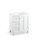 KOHLER K-99517-LGL-1WA Damask 30" bathroom vanity cabinet with furniture legs, 1 door and 3 drawers on left