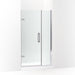 KOHLER 27601-10L-SHP Components 39-5/8"–40-3/8"W X 71-1/2"H Frameless Pivot Shower Door With 3/8" Crystal Clear Glass And Back-To-Back Vertical Door Pulls in Bright Polished Silver