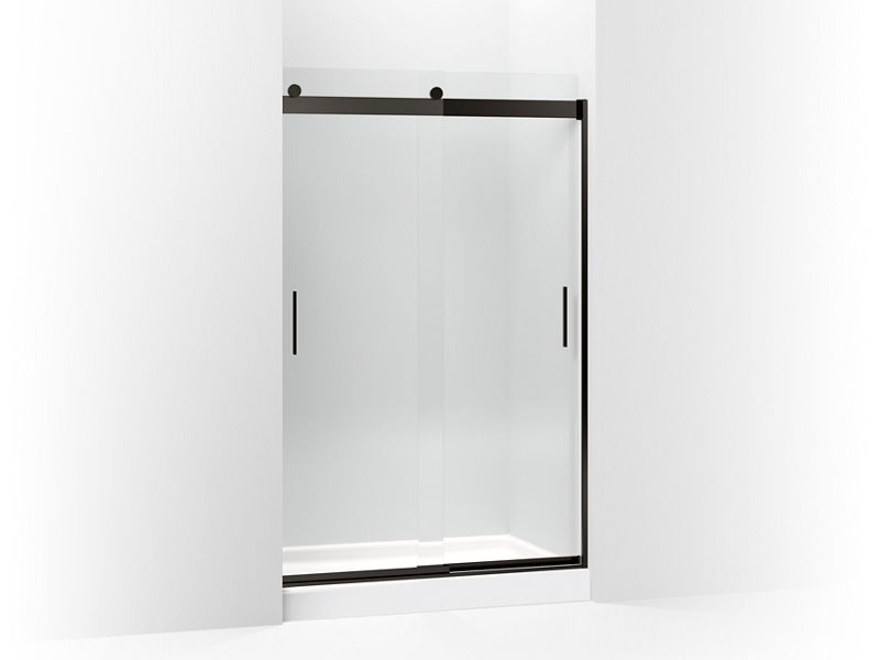 KOHLER K-706010-L Levity Sliding shower door, 74" H x 44-5/8 - 47-5/8" W, with 3/8" thick Crystal Clear glass and blade...