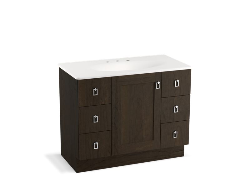 KOHLER K-99562-TK-1WC Poplin 42" bathroom vanity cabinet with toe kick, 1 door and 6 drawers