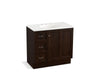 KOHLER K-99520-TKL-1WB Damask 36" bathroom vanity cabinet with toe kick, 1 door and 3 drawers on left