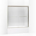 KOHLER 702205-L-NX Fluence Sliding Bath Door, 58-5/16" H X 56-5/8 - 59-5/8" W, With 3/8" Thick Crystal Clear Glass in Brushed Nickel