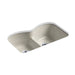 KOHLER K-6626-6U Langlade 33" x 22" x 9-5/8" Smart Divide undermount double-equal kitchen sink with 6 oversize faucet holes