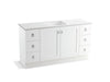 KOHLER K-99536-TK-1WA Poplin 60" bathroom vanity cabinet with toe kick, 2 doors and 6 drawers
