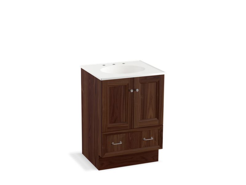KOHLER K-99514-TK-1WE Damask 24" bathroom vanity cabinet with toe kick, 2 doors and 1 drawer