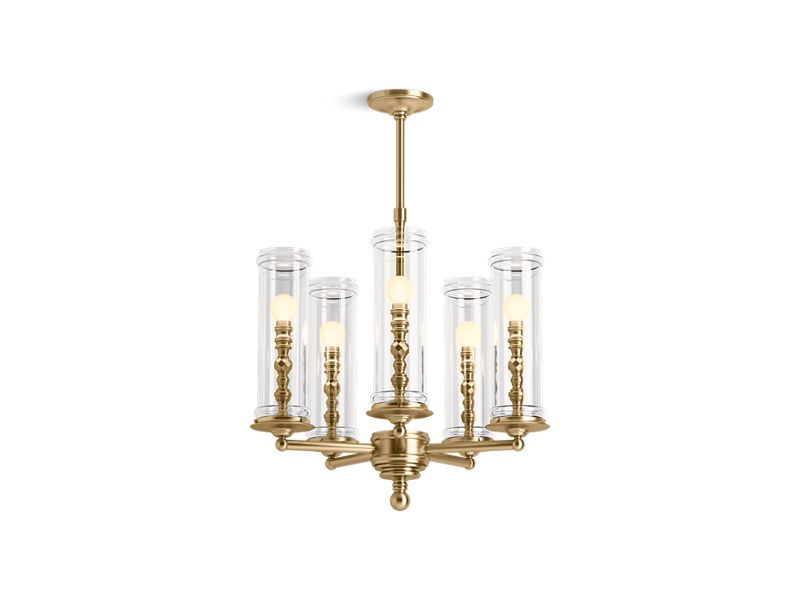 KOHLER 23347-CH05-BGL Damask Five-Light Chandelier in Moderne Brushed Gold