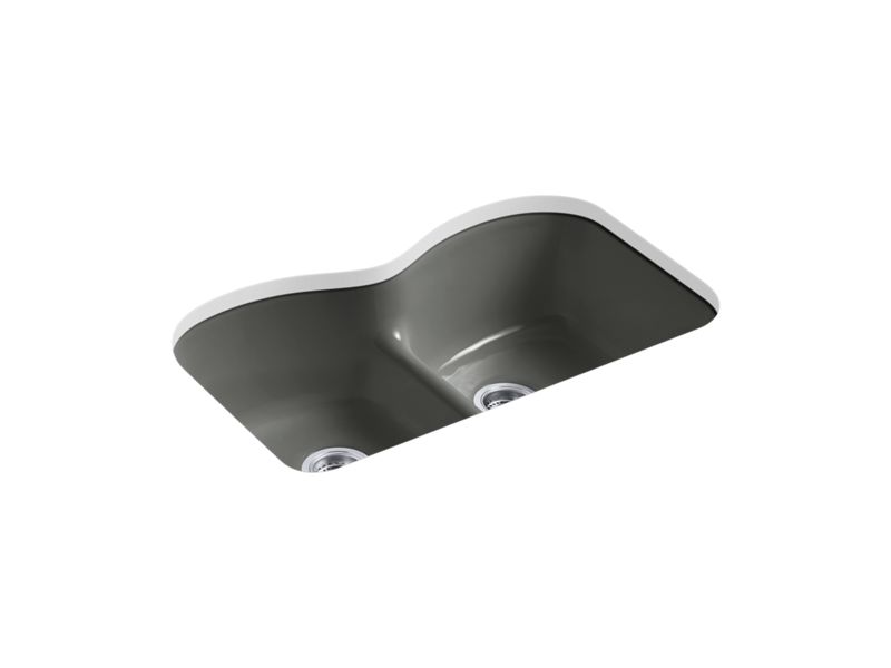 KOHLER K-6626-6U Langlade 33" x 22" x 9-5/8" Smart Divide undermount double-equal kitchen sink with 6 oversize faucet holes