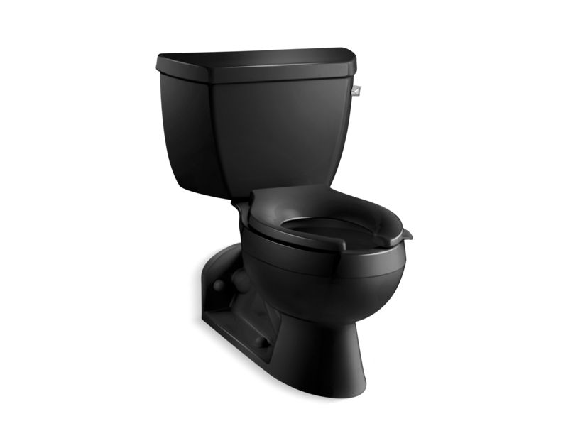 KOHLER 3652-RA-7 Barrington Two-Piece Elongated 1.0 Gpm Toilet With Pressure Lite(R) Flushing Technology And Right-Hand Trip Lever in Black