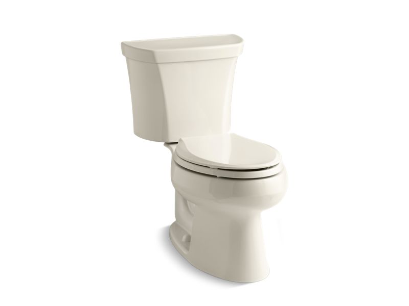 KOHLER 3988-RA-47 Wellworth Two-Piece Elongated Dual-Flush Toilet With Right-Hand Trip Lever in Almond