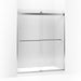 KOHLER 706018-L-SHP Levity Sliding Shower Door, 74" H X 56-5/8 - 59-5/8" W, With 3/8" Thick Crystal Clear Glass And Square Towel Bar in Bright Polished Silver
