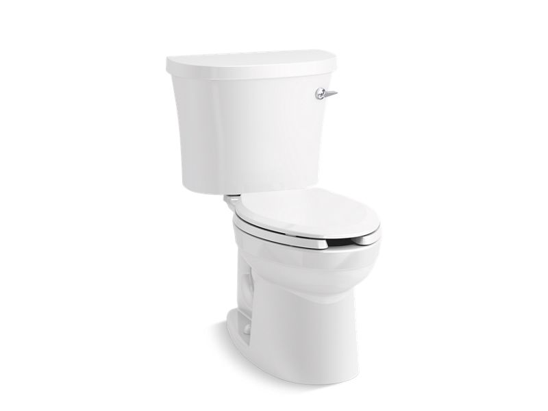 KOHLER 25087-SSRA-0 Kingston Two-Piece Elongated 1.28 Gpf Toilet With Right-Hand Trip Lever And Antimicrobial Finish in White