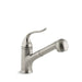 KOHLER 15160-BN Coralais Single-Hole Or Three-Hole Kitchen Sink Faucet With Pull-Out Matching Color Sprayhead, 9" Spout Reach And Lever Handle in Vibrant Brushed Nickel