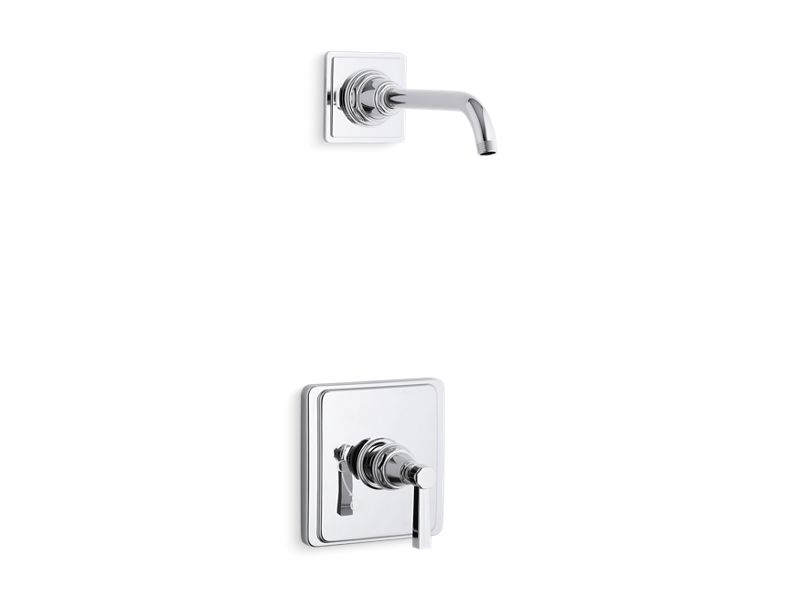 KOHLER TLS13134-4B-CP Pinstripe Rite-Temp Shower Trim Set With Lever Handle, Less Showerhead in Polished Chrome