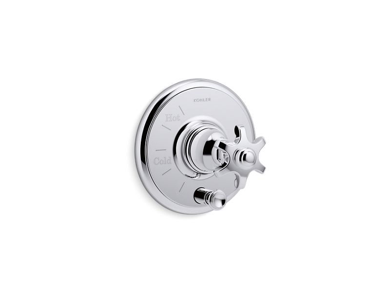 KOHLER K-T72768-3M Artifacts Rite-Temp pressure-balancing valve trim with push-button diverter and prong handle