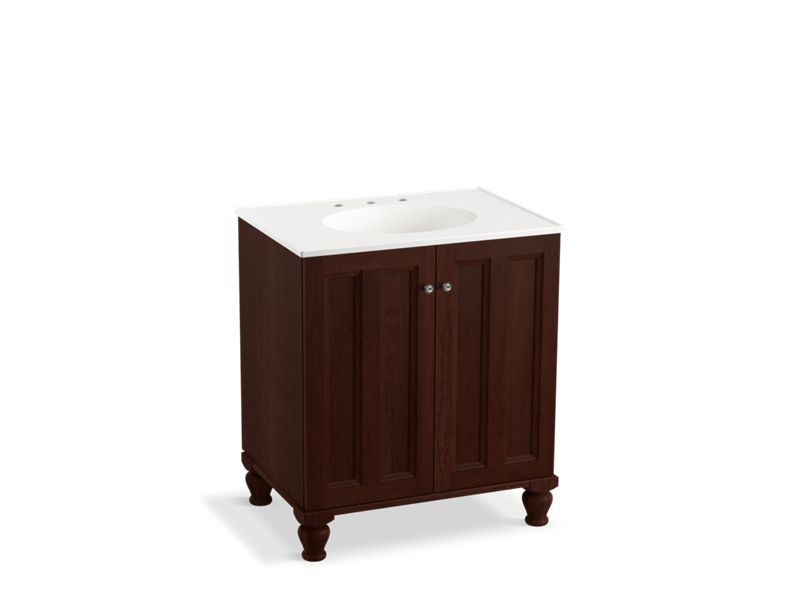 KOHLER K-99515-LG-1WG Damask 30" bathroom vanity cabinet with furniture legs and 2 doors