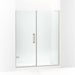 KOHLER 27617-10L-BNK Components 57-1/4"–58" W X 71-1/2" H Frameless Pivot Shower Door With 3/8" Crystal Clear Glass And Back-To-Back Vertical Door Pulls in Anodized Brushed Nickel