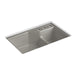 KOHLER K-6411-3 Indio 33" x 21-1/8" x 9-3/4" Smart Divide undermount double-bowl large/small workstation kitchen sink...